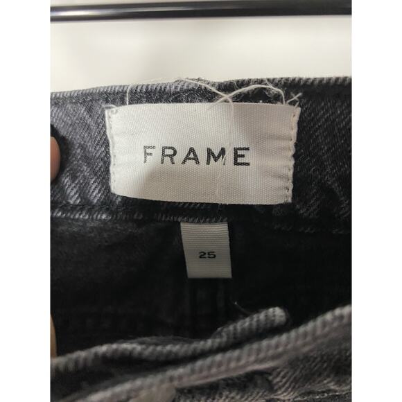 Frame Jeans Women's 25 Black Le Garcon Crop Jeans Dark Wash Denim Straight - Picture 3 of 7